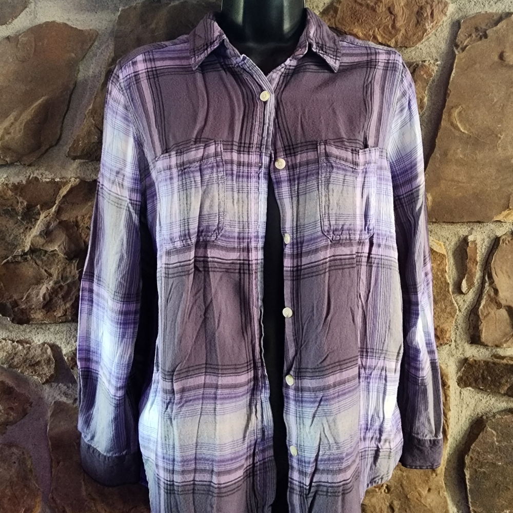 Mossimo Supply Co. Purple Plaid Button-Up Shirt